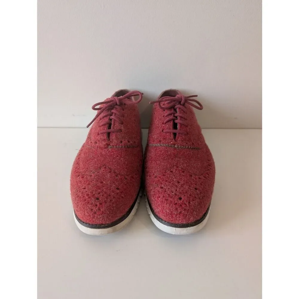 Cole Haan Zetogrand Red Wool Wingtip Brogue Lace-Up Shoes  Men’s 8W